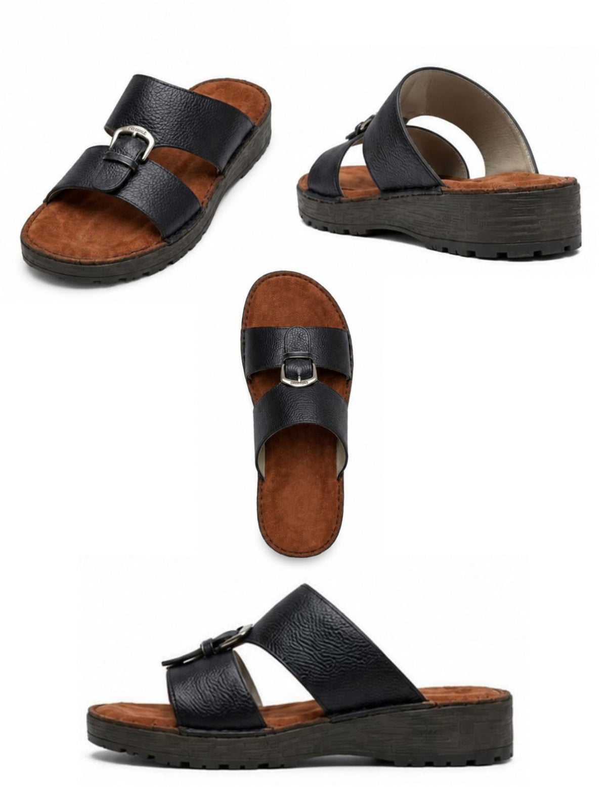 Classic Leather Arabic Sandals for Men - Black