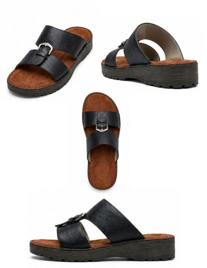 Classic Leather Arabic Sandals for Men - Black