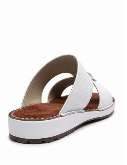 Classic Leather Arabic Sandals for Men – White