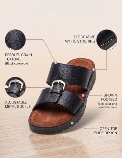 Classic Leather Arabic Sandals for Men - Black