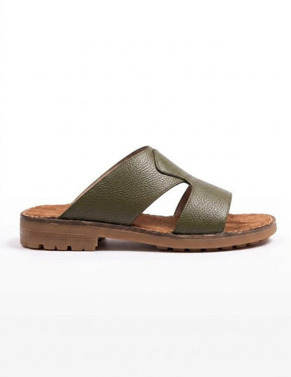 Classic Leather Arabic Sandals for Men - Navy Green