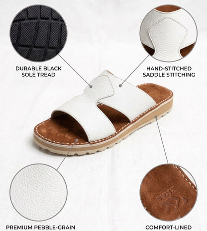 Classic Leather Arabic Sandals for Men – White