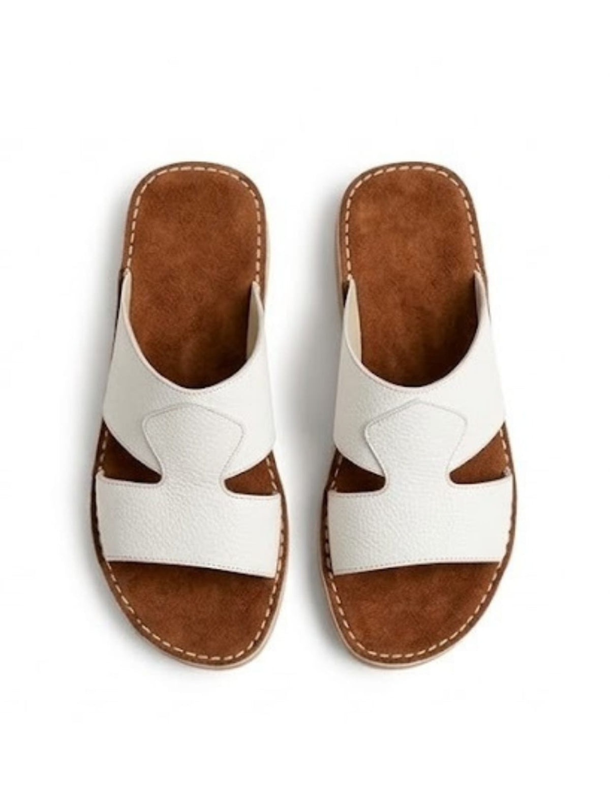 Classic Leather Arabic Sandals for Men – White
