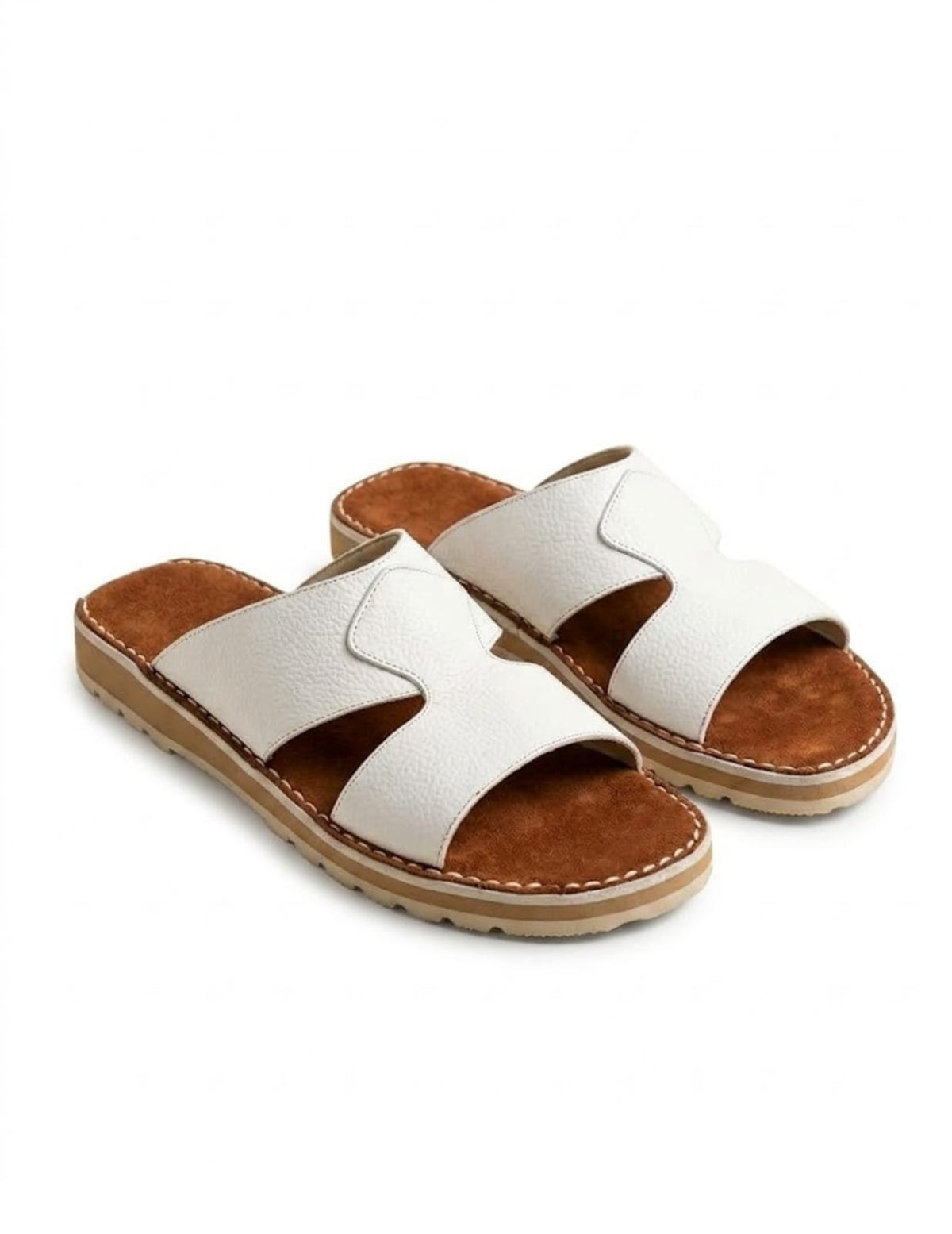 Classic Leather Arabic Sandals for Men – White