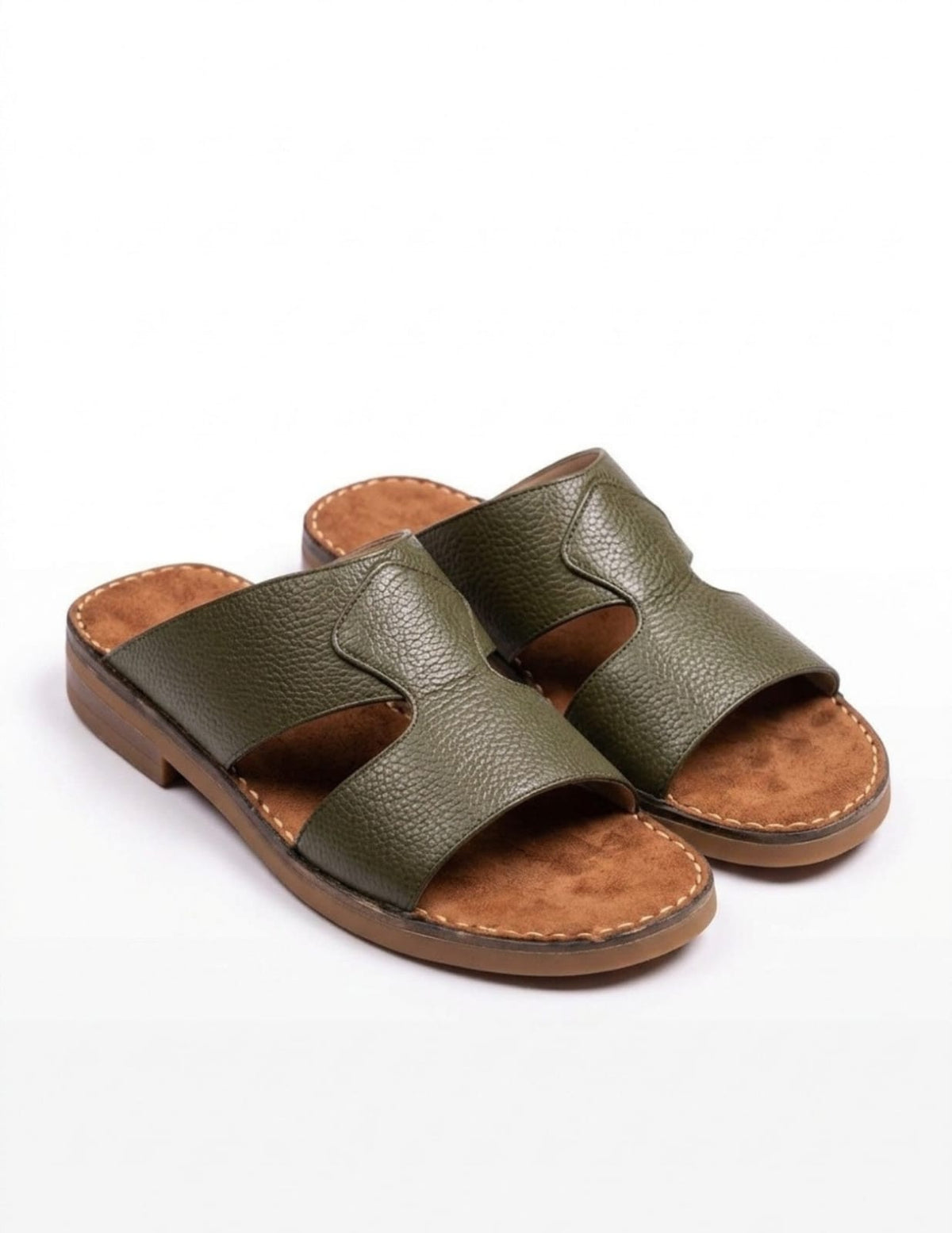Classic Leather Arabic Sandals for Men - Navy Green