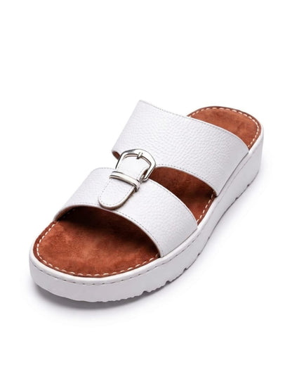Classic Leather Arabic Sandals for Men – White