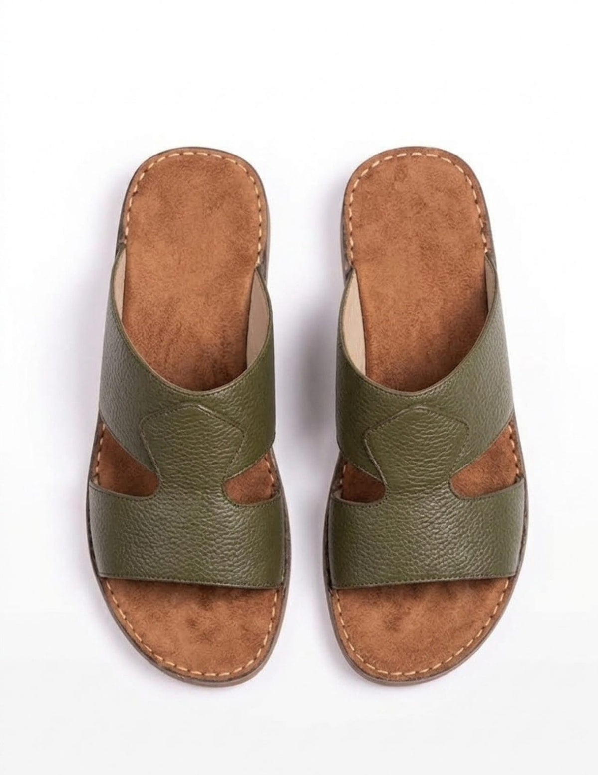 Classic Leather Arabic Sandals for Men - Navy Green
