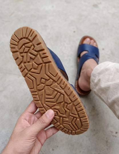Classic Leather Arabic Sandals for Men – Blue